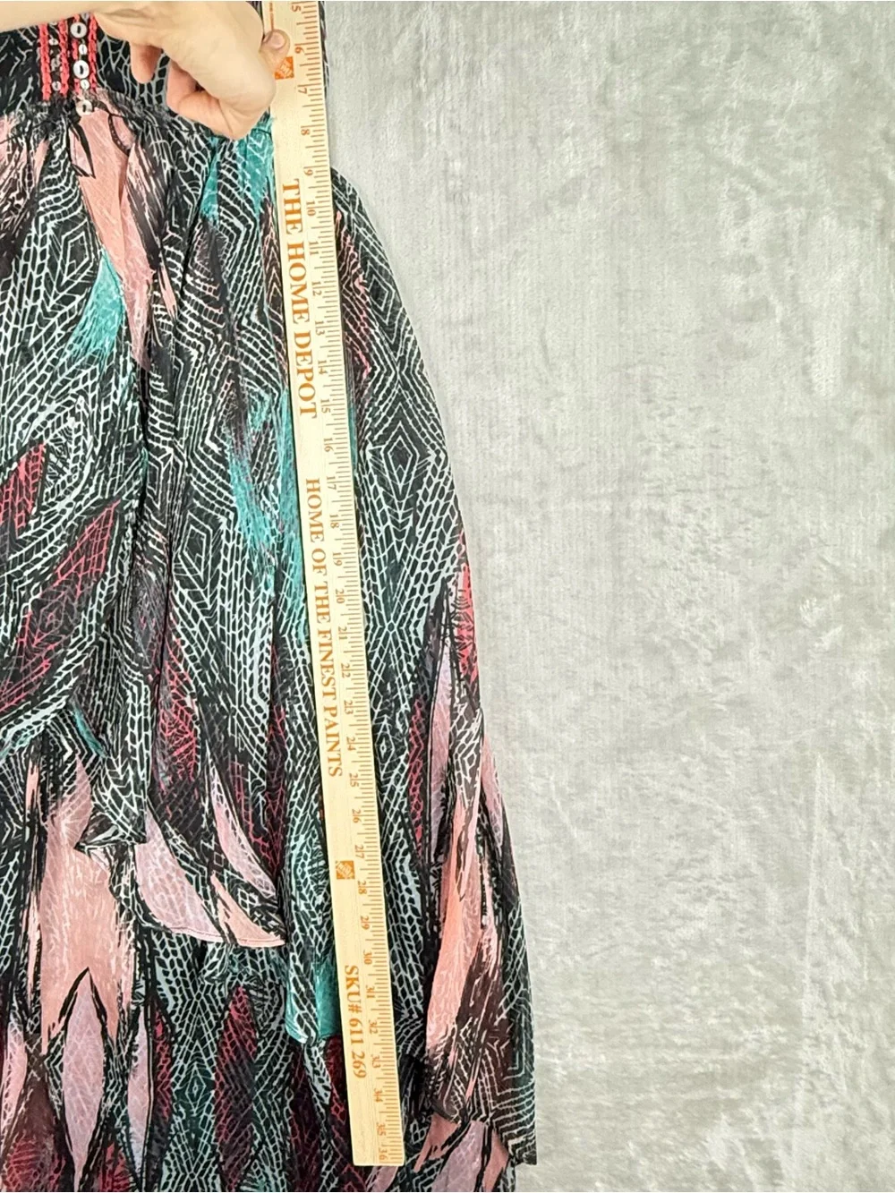 Free People Printed Hi Low Handkerchief Maxi Dress Crisscross Back
